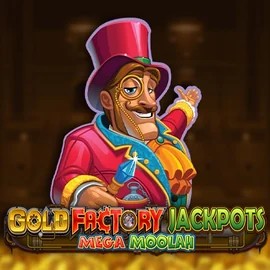 Gold Factory Jackpots Mega Moolah logo by Aurum Signature Studios at Corgibet Casino